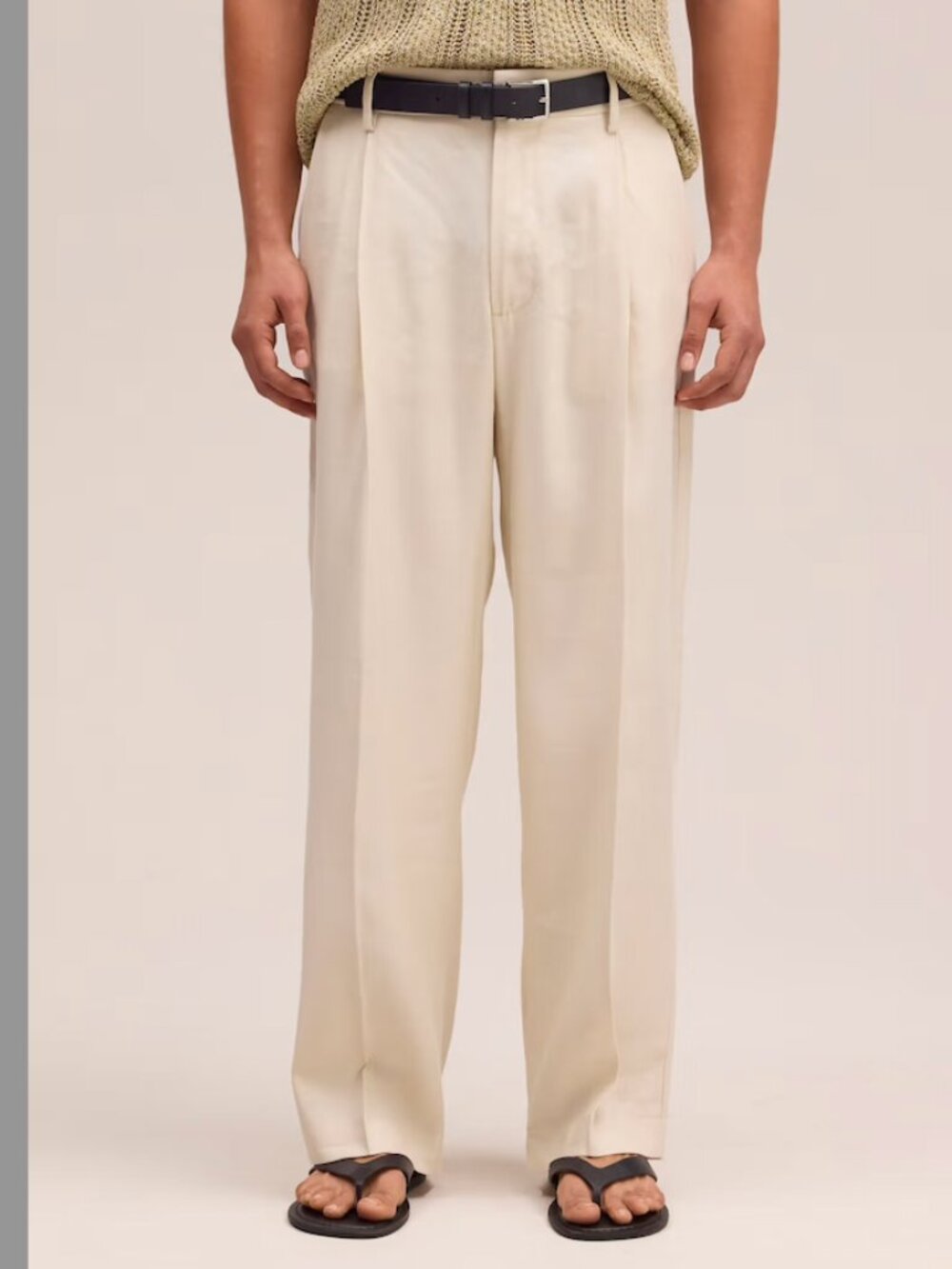 NN.07 Ivory Relaxed Fit Linen Blend Pants in W33 L32